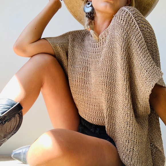 Metallic Sand Gold Knitted Blouse - Picture 5 of 14